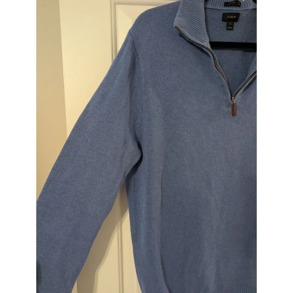 J.Crew Slim Cotton Cashmere Quarter Zip Sweater Men's L Blue